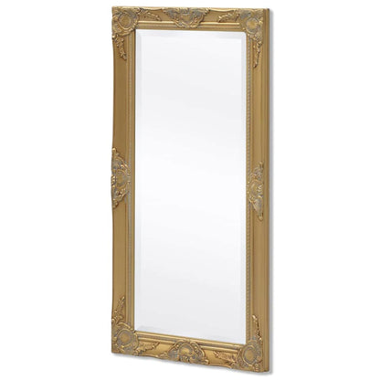 vidaXL Wall Mirror | Gold | Wood | 100x50 cm | Decorative Inlays | Wall Mirror