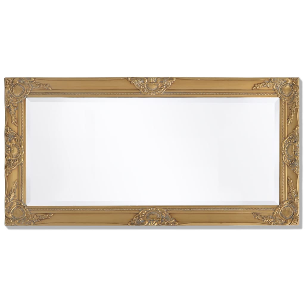 vidaXL Wall Mirror | Gold | Wood | 100x50 cm | Decorative Inlays | Wall Mirror