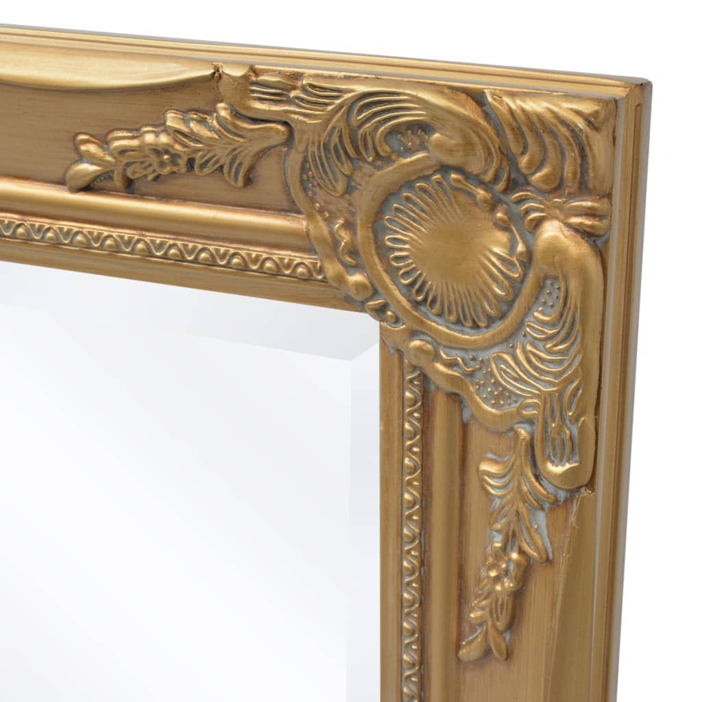 vidaXL Wall Mirror | Gold | Wood | 100x50 cm | Decorative Inlays | Wall Mirror