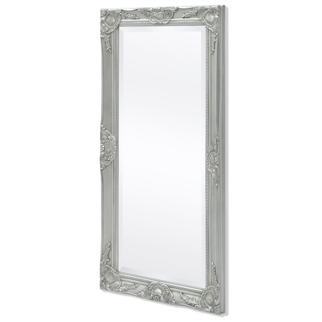 243681 vidaXL Wall Mirror Baroque Style 100x50 cm Silver