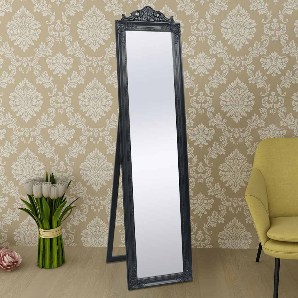 243694 vidaXL Free-Standing Mirror Baroque Style 160x40 cm Black