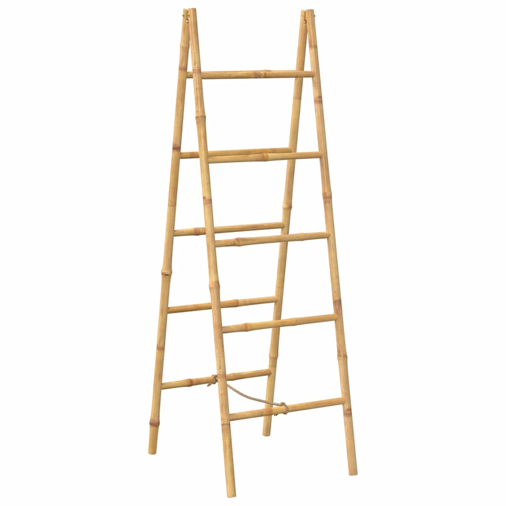 243714 vidaXL Double Towel Ladder with 5 Rungs Bamboo 50x160 cm