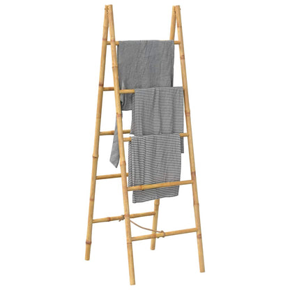 243714 vidaXL Double Towel Ladder with 5 Rungs Bamboo 50x160 cm