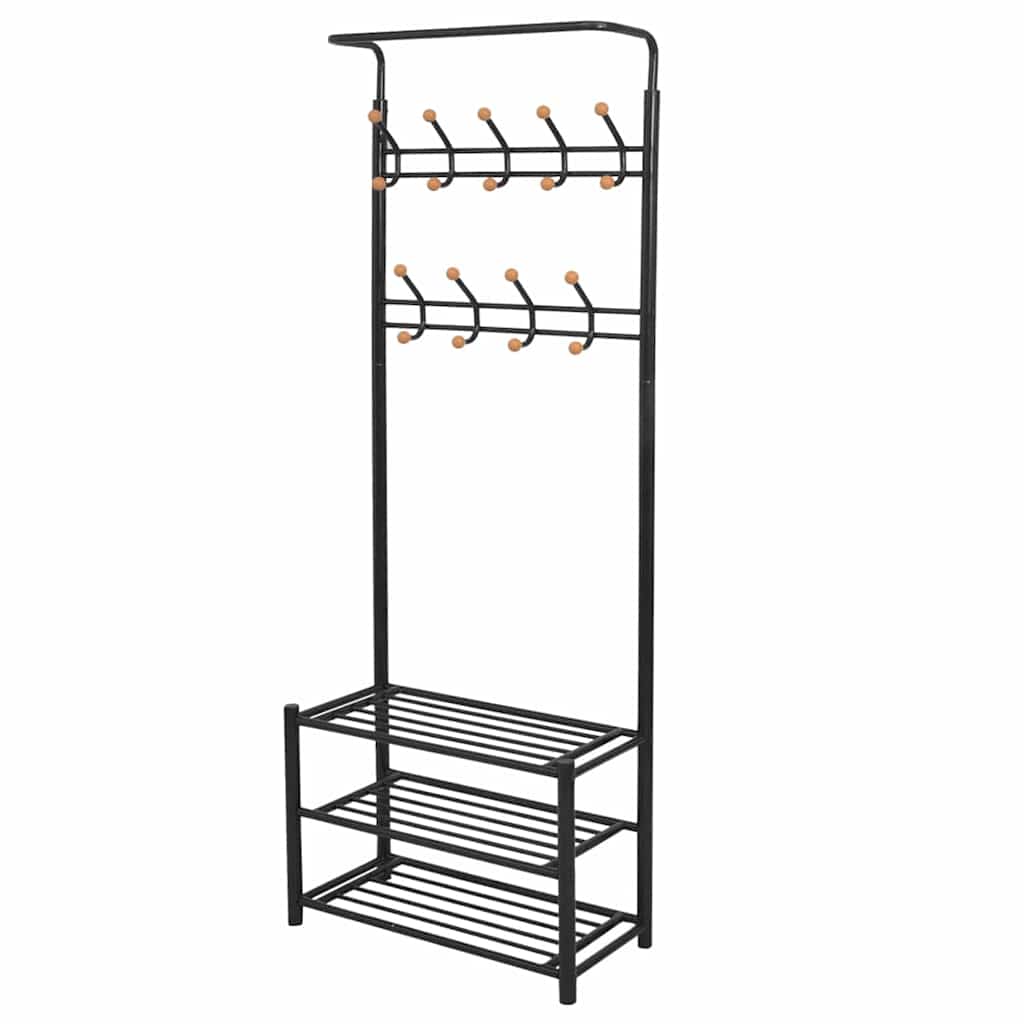 243726 vidaXL Clothes Rack with Shoe Storage 68x32x182,5 cm Black