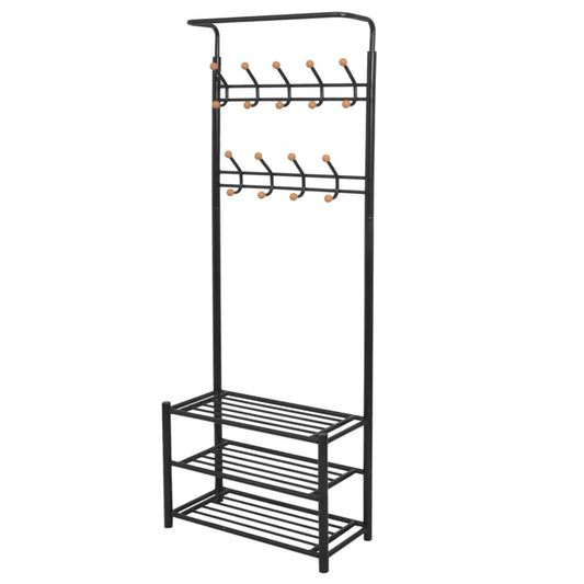 243726 vidaXL Clothes Rack with Shoe Storage 68x32x182,5 cm Black