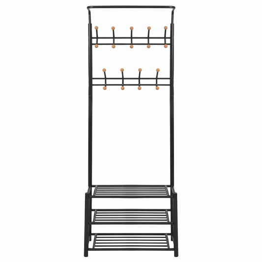 243726 vidaXL Clothes Rack with Shoe Storage 68x32x182,5 cm Black