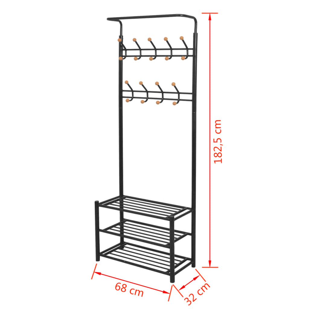 vidaXL Clothes Rack with Shoe Storage 68x32x182.5 cm Black