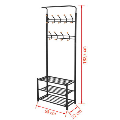 243726 vidaXL Clothes Rack with Shoe Storage 68x32x182,5 cm Black