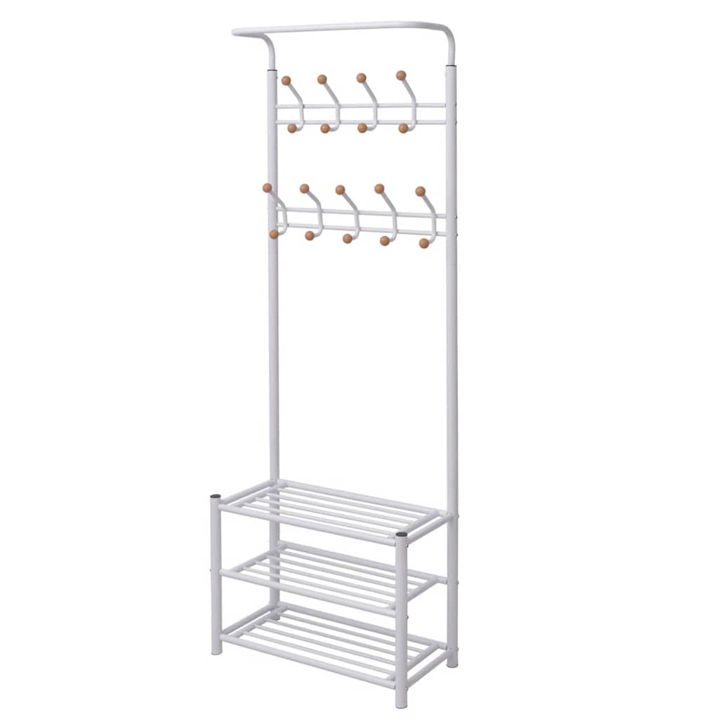 243727 vidaXL Clothes Rack with Shoe Storage 68x32x182,5 cm White