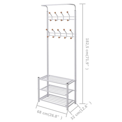 243727 vidaXL Clothes Rack with Shoe Storage 68x32x182,5 cm White
