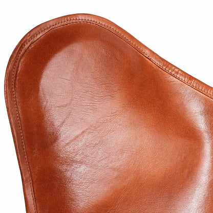 243728 vidaXL Butterfly Chair Brown Real Leather