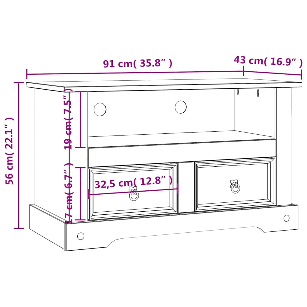 vidaXL TV Cabinet Mexican Pine Corona Range 91x43x56 cm