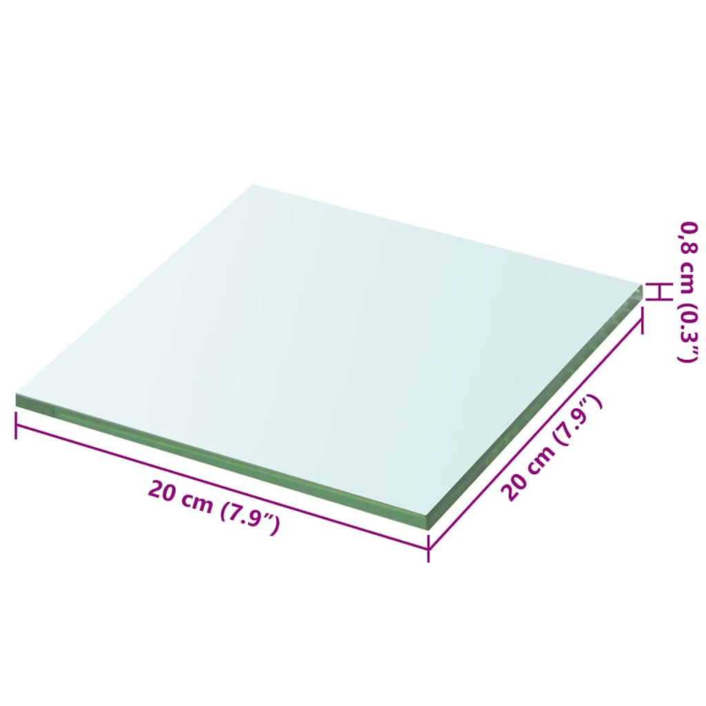 vidaXL Shelf Panel Glass Clear 20x20 cm