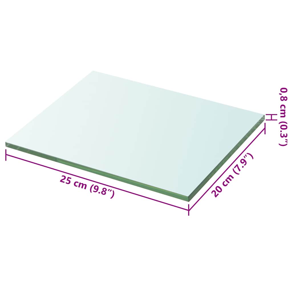 vidaXL Shelf Panel Glass Clear 20x25 cm