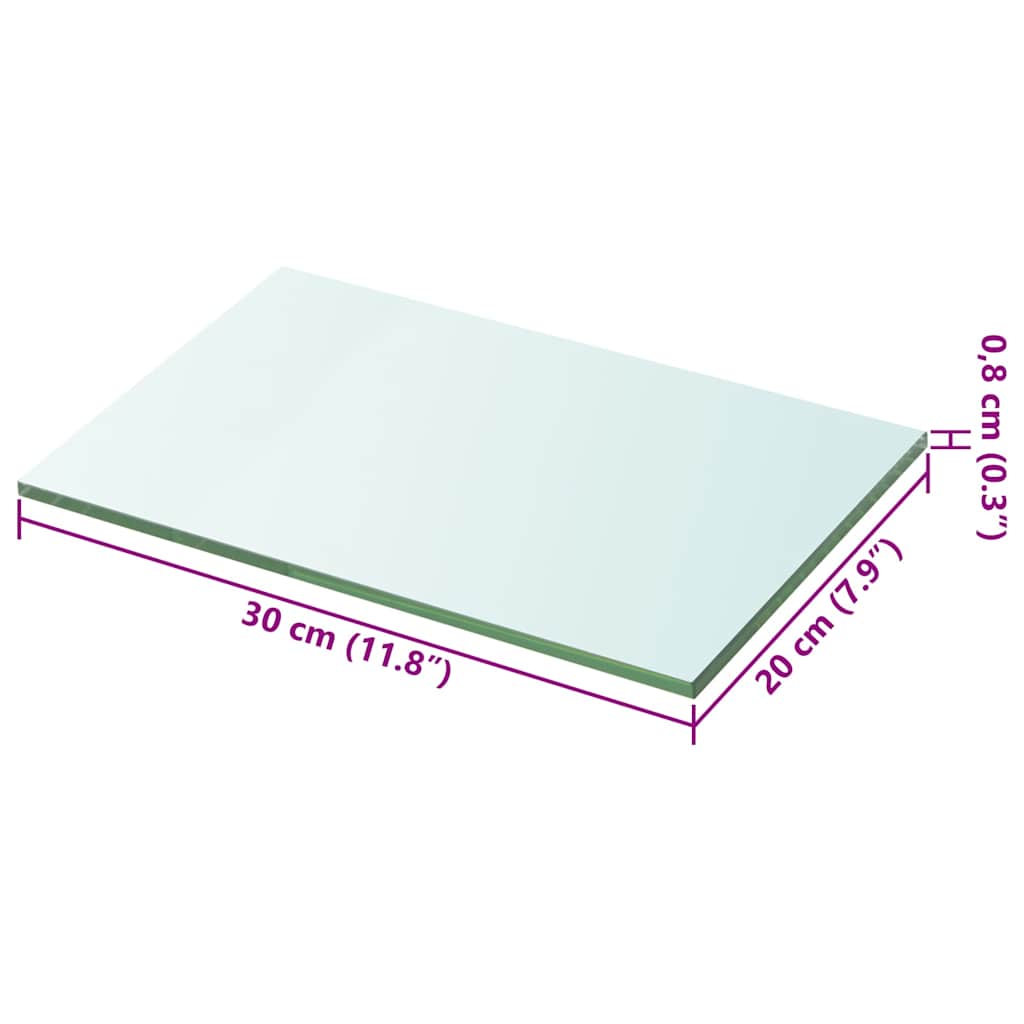 vidaXL Shelf Panel Glass Clear 20x30 cm