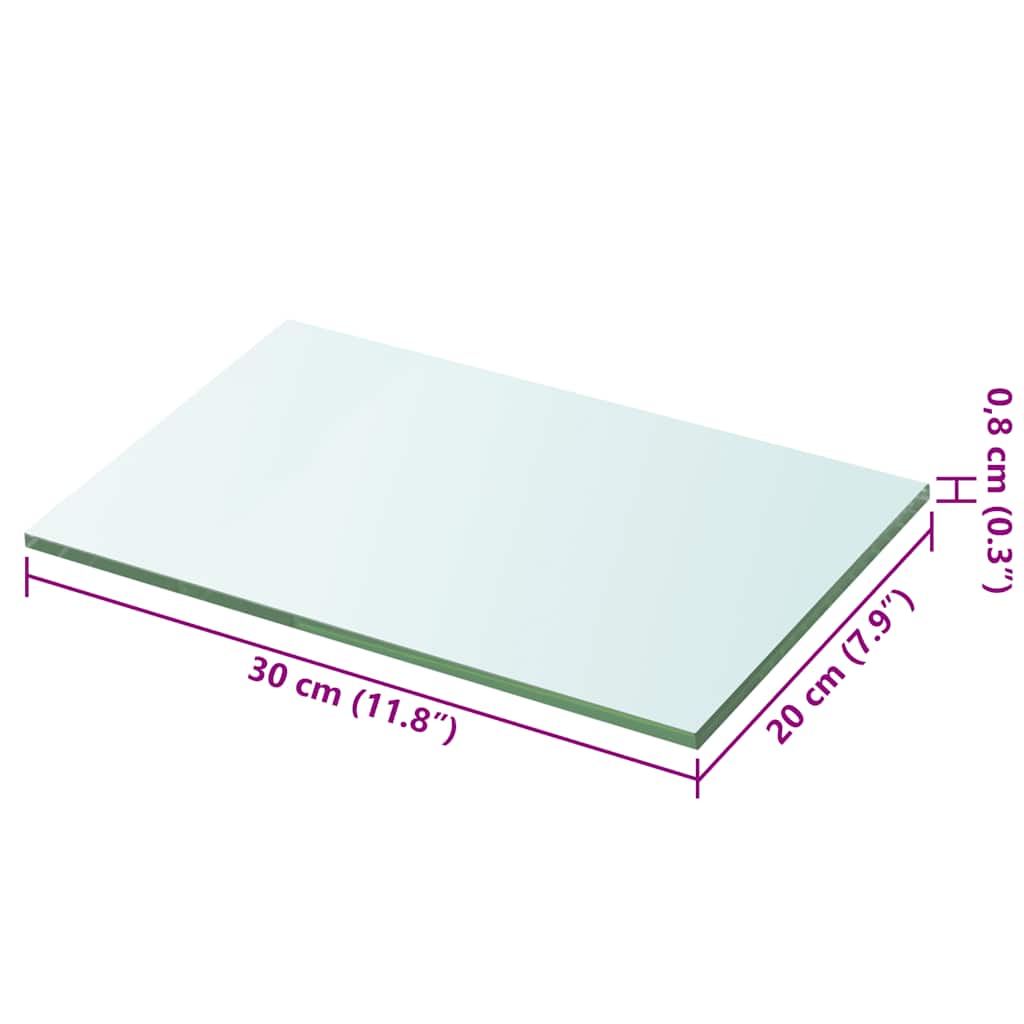 vidaXL Shelf Panel Glass Clear 30x20 cm