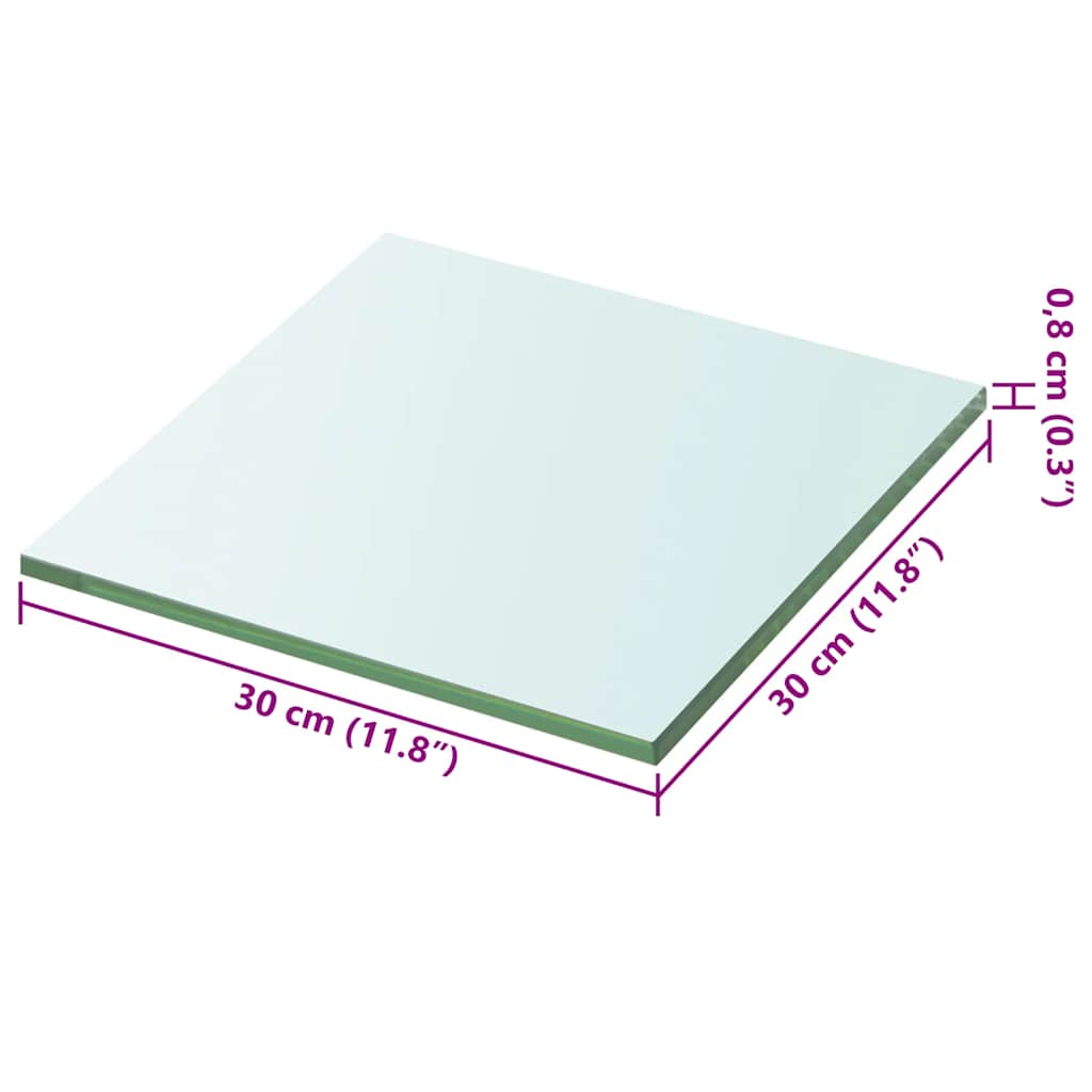 vidaXL Shelf Panel Glass Clear 30x30 cm