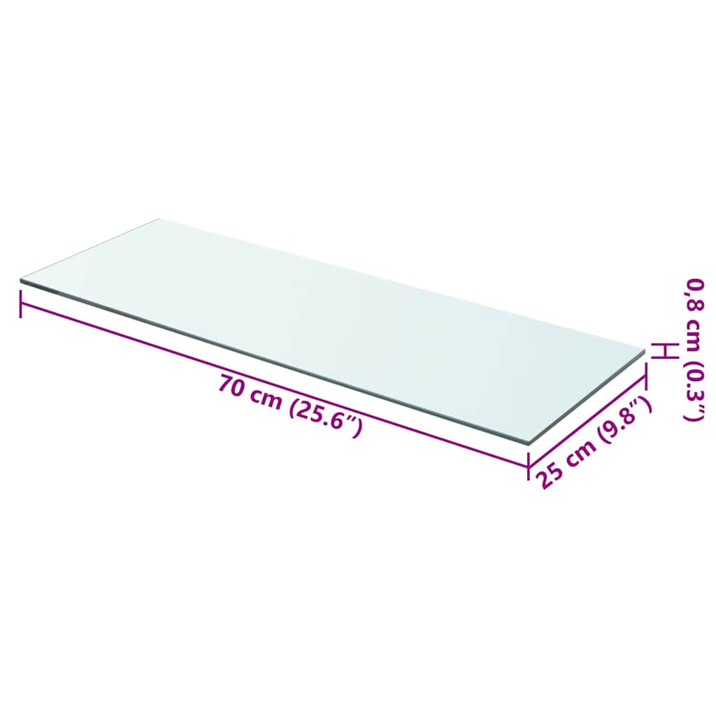 vidaXL Shelf Panel Glass Clear 70x25 cm