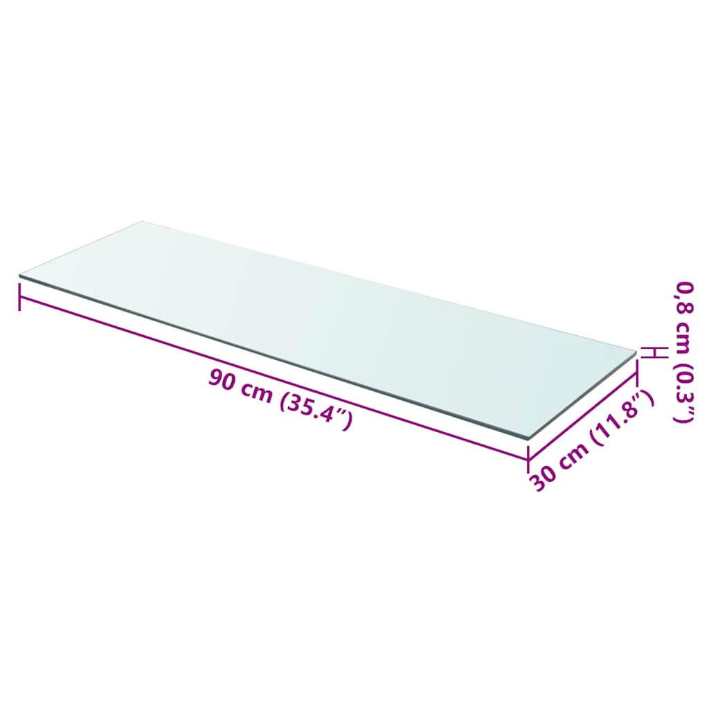vidaXL Shelf Panel Glass Clear 90x30 cm