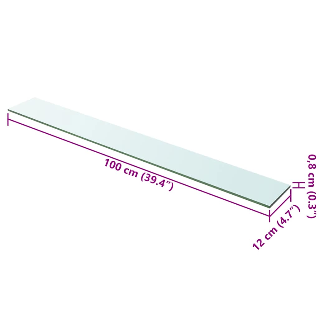 vidaXL Shelf Panel Glass Clear 100x12 cm