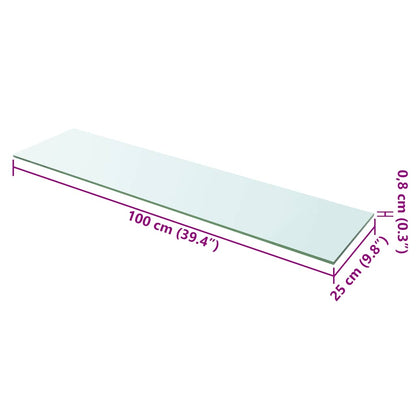 vidaXL Shelf Panel Glass Clear 100x25 cm