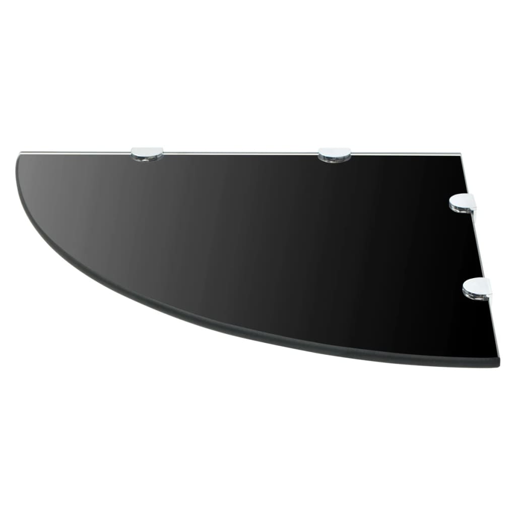 vidaXL Corner Shelf with Chrome Supports Glass Black 45x45 cm