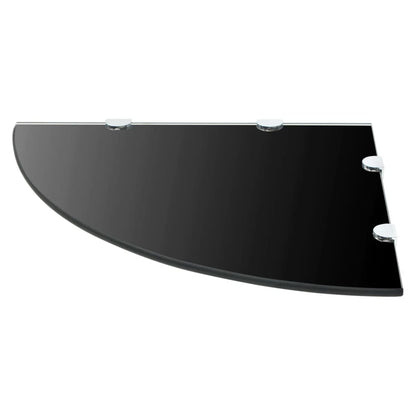 vidaXL Corner Shelf with Chrome Supports Glass Black 45x45 cm