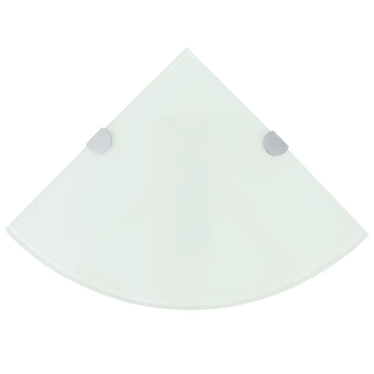 vidaXL Corner Shelf with Chrome Supports Glass White 25x25 cm