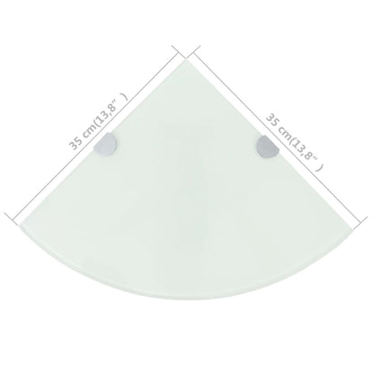 vidaXL Corner Shelf with Chrome Supports Glass White 35x35 cm