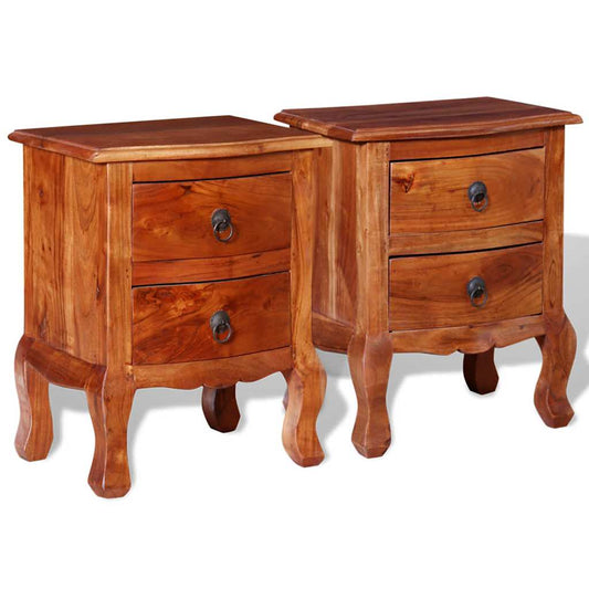 vidaXL Nightstand | Set of 2 | Brown | Solid acacia wood | Medium | Nightstand