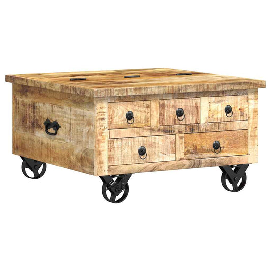 vidaXL Coffee Table Rough Mango Wood 70x70x40 cm