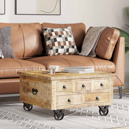 vidaXL Coffee Table Rough Mango Wood 70x70x40 cm