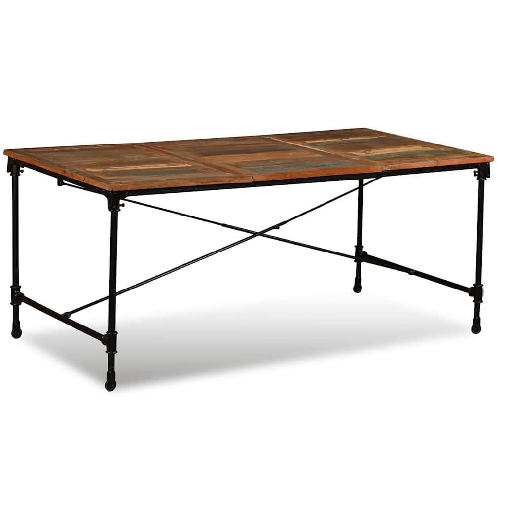vidaXL Dining Table | Multicolour | Solid reclaimed wood and powder-coated steel