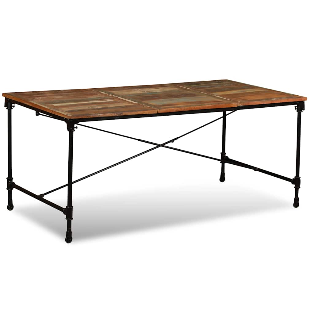 vidaXL Dining Table | Multicolour | Solid reclaimed wood and powder-coated steel