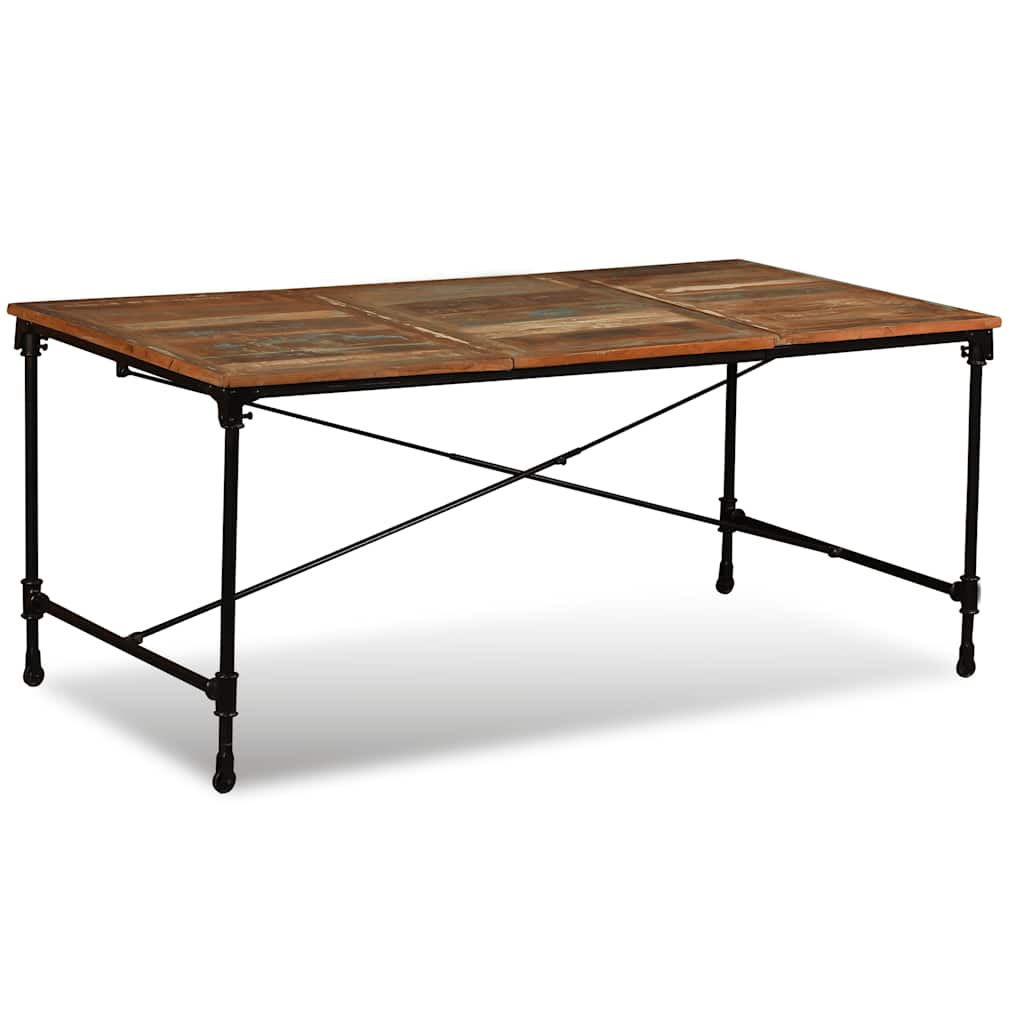 vidaXL Dining Table | Multicolour | Solid reclaimed wood and powder-coated steel