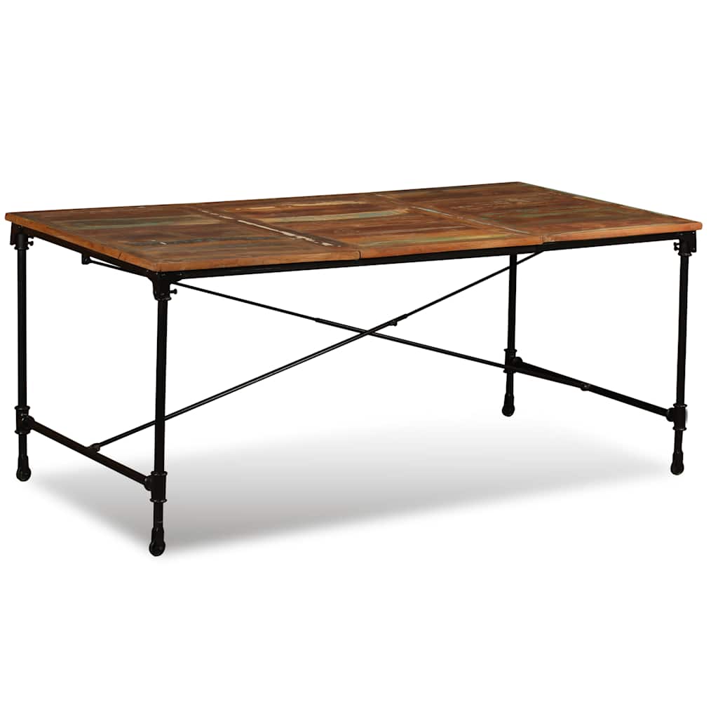 vidaXL Dining Table | Multicolour | Solid reclaimed wood and powder-coated steel