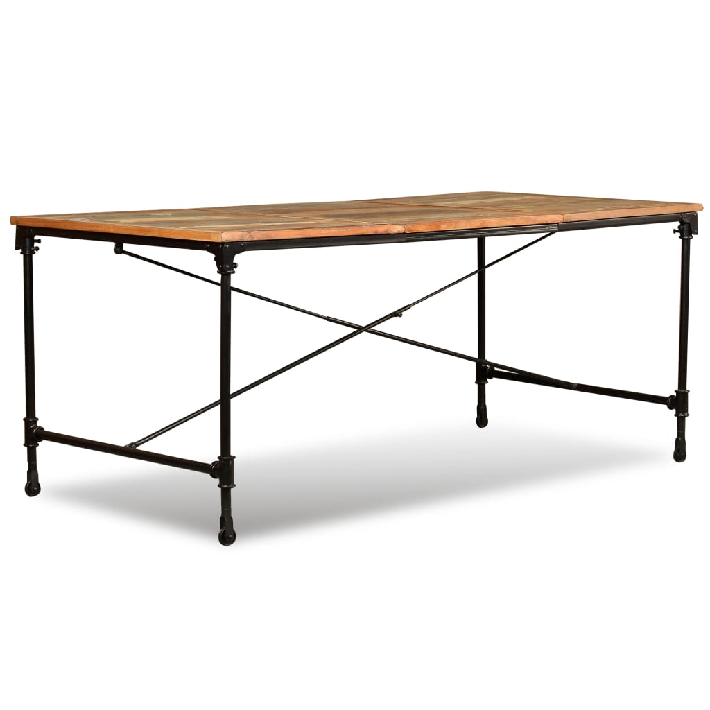 vidaXL Dining Table | Multicolour | Solid reclaimed wood and powder-coated steel