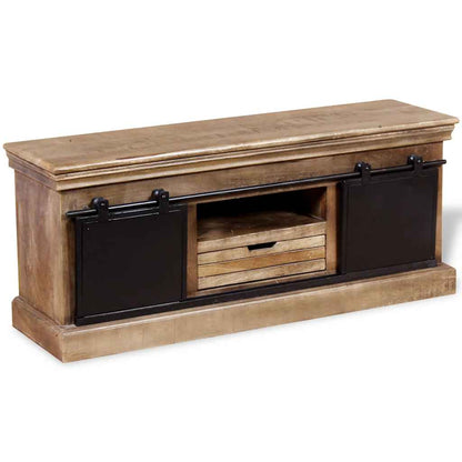 244019 vidaXL TV Cabinet with 2 Sliding Doors Solid Mango Wood 110x30x45 cm