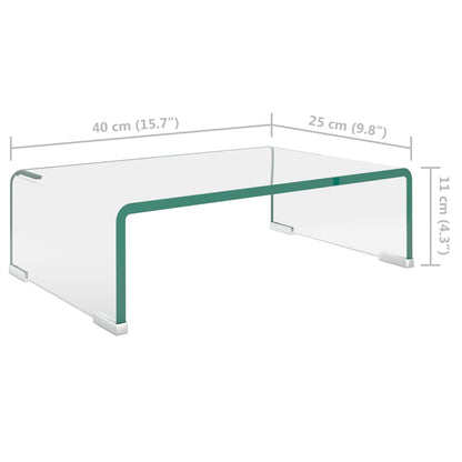 vidaXL TV Stand/Monitor Riser Glass Clear 40x25x11 cm