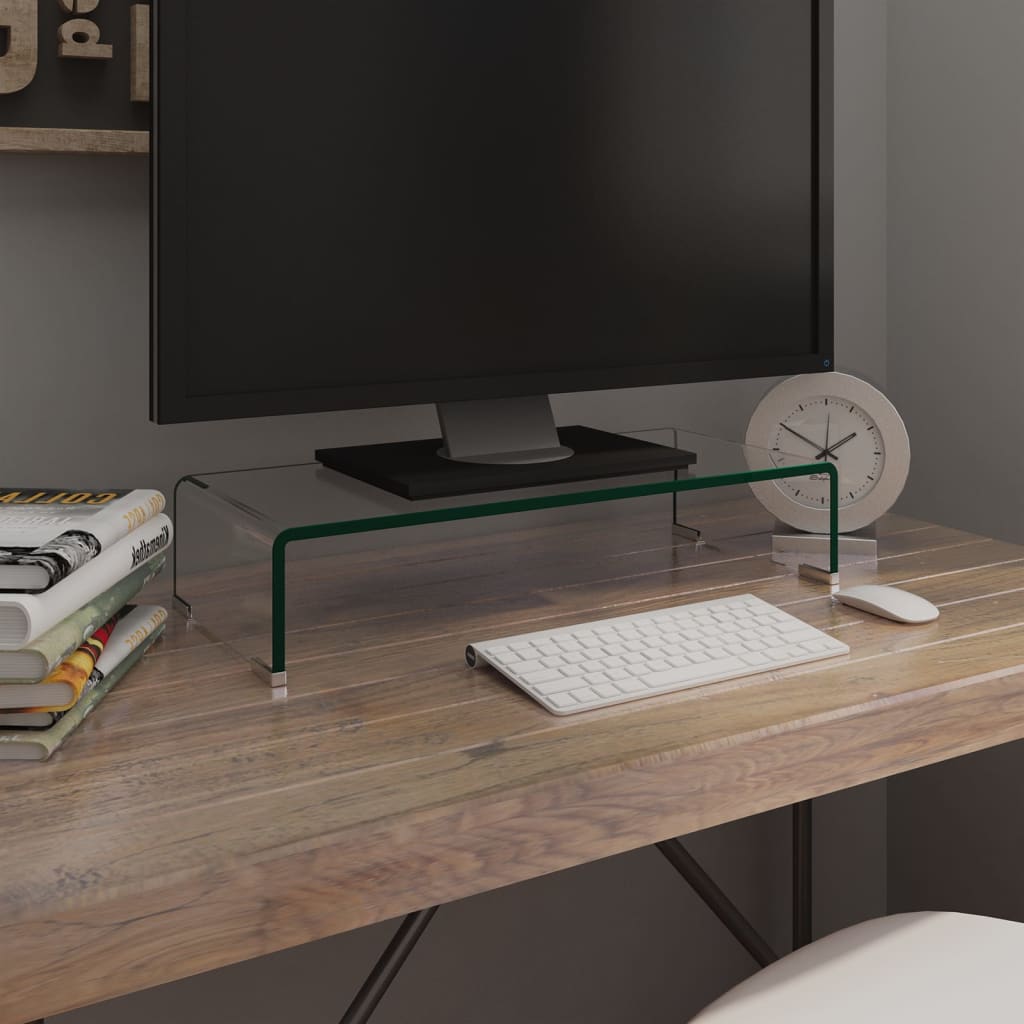 vidaXL TV Stand/Monitor Riser Glass Clear 60x25x11 cm