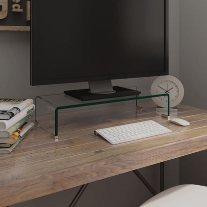 vidaXL TV Stand/Monitor Riser Glass Clear 60x25x11 cm