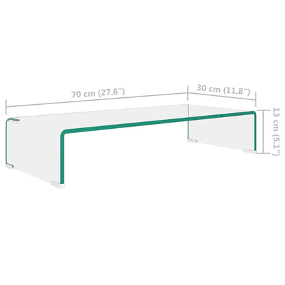 vidaXL TV Stand/Monitor Riser Glass Clear 70x30x13 cm