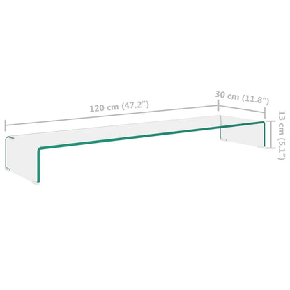 vidaXL TV Stand/Monitor Riser Glass Clear 120x30x13 cm