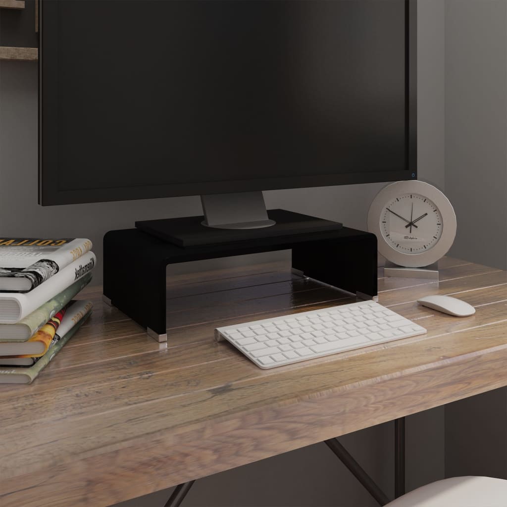 vidaXL Tv Stand | Black | Tempered glass, plastic | Medium | Sleek | TV Stand
