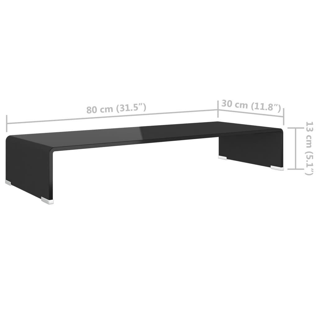 vidaXL TV Stand | Black | Tempered glass | 80 cm x 30 cm x 13 cm | Sleek