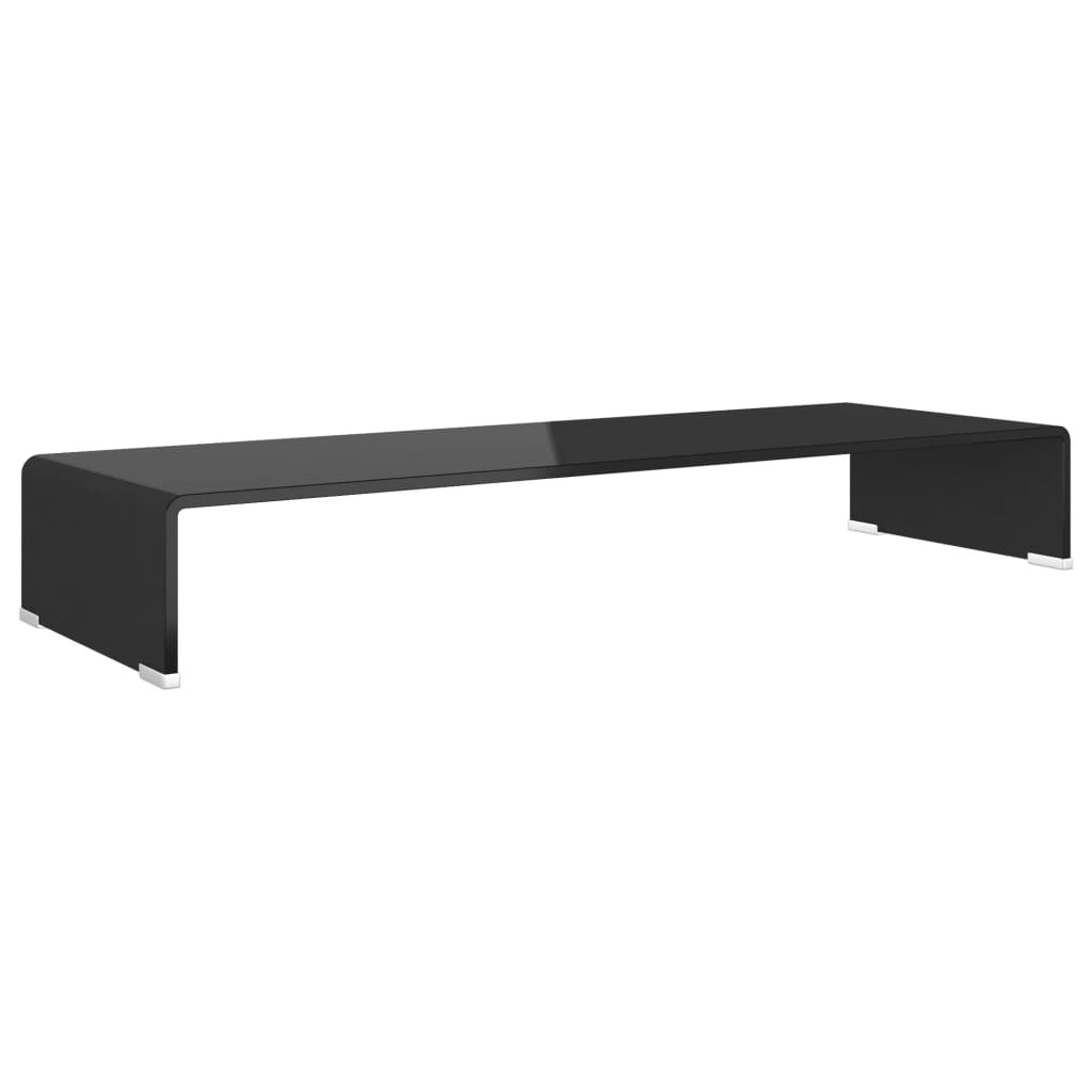 vidaXL TV Stand | Black | Tempered Glass, Plastic | Medium | Glass surface