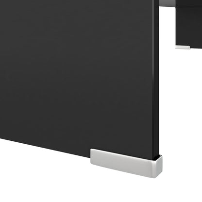vidaXL TV Stand | Black | Tempered Glass, Plastic | Medium | Glass surface