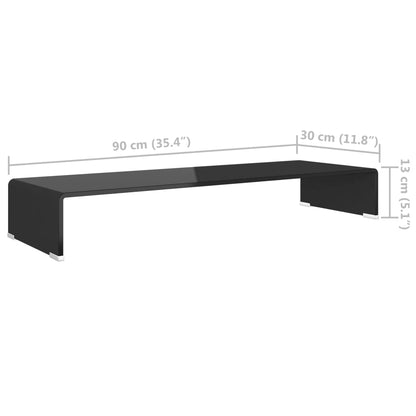 vidaXL TV Stand | Black | Tempered Glass, Plastic | Medium | Glass surface