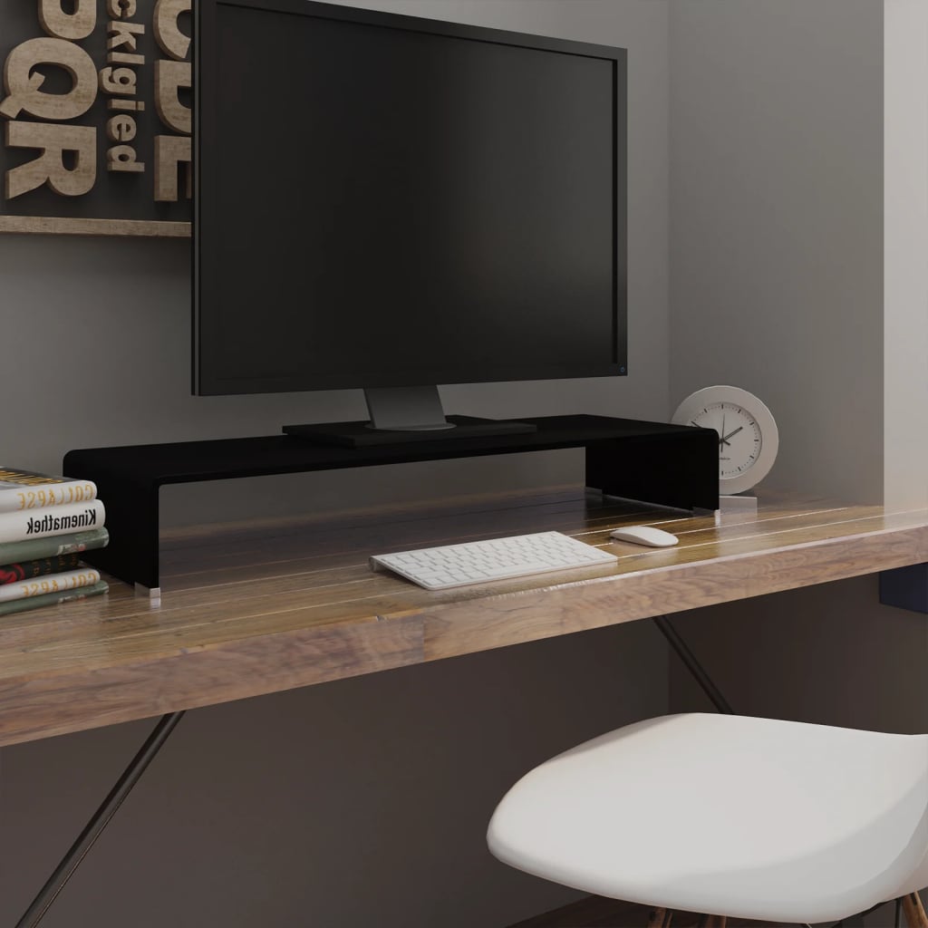 vidaXL TV Stand | Black | Tempered Glass, Plastic | Medium | Glass surface