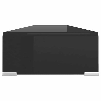 244140 vidaXL TV Stand/Monitor Riser Glass Black 110x30x13 cm